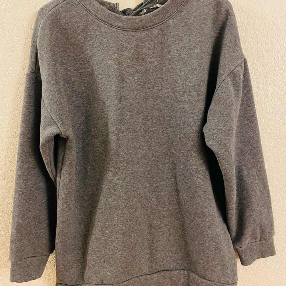 Fabletics Small lace up the back crewneck sweatshirt, gray